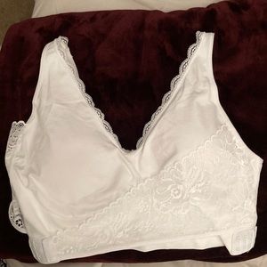 Cara Mia Comfort Lift Support White Bra Padded Criss-Cross Lace Size 2X
